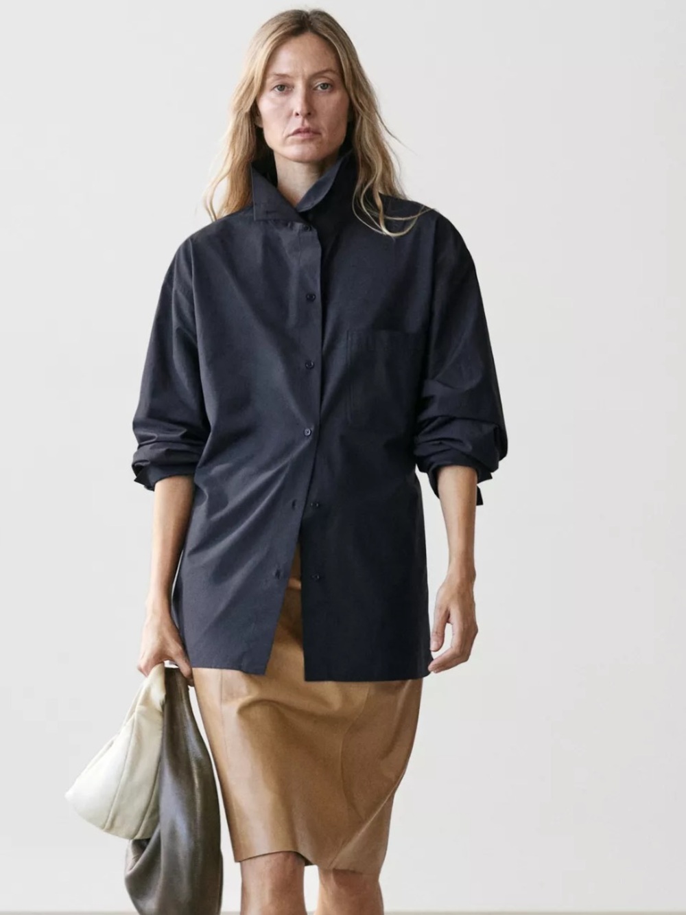 Massimo Dutti Deep Blue Cotton Blend Overshirt Jacket NWT Size Small Ref 6420/78